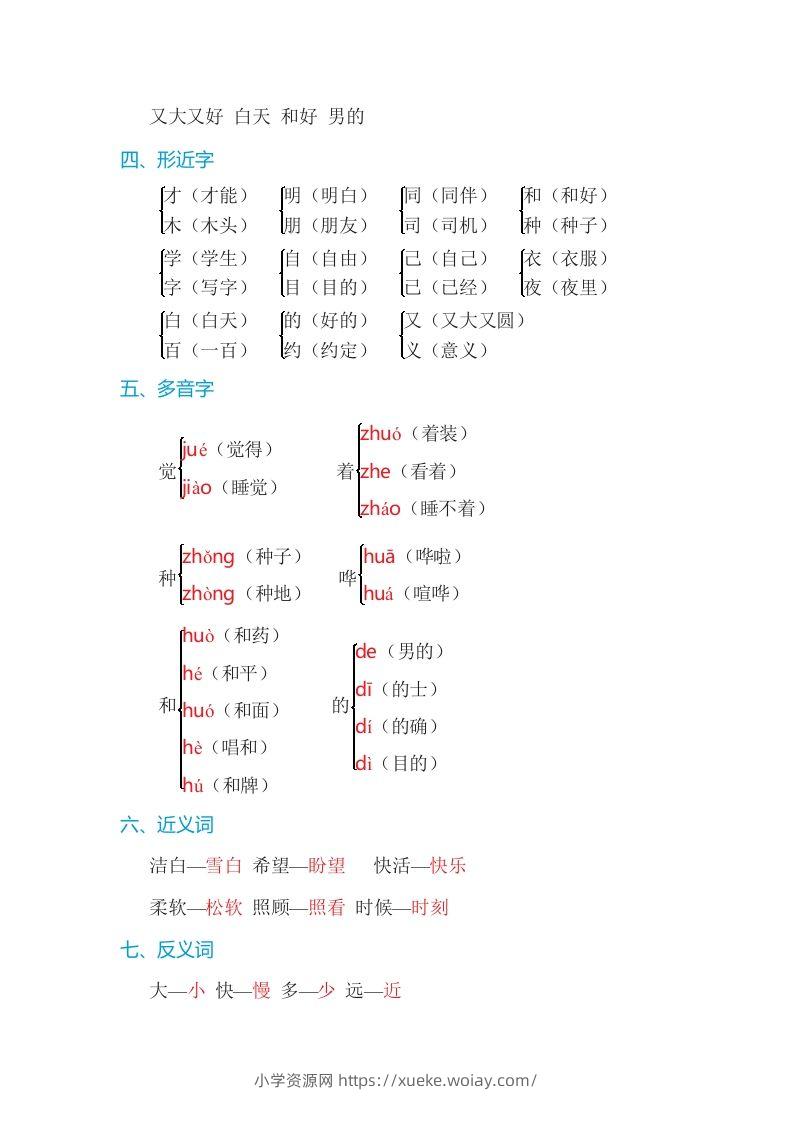 图片[2]-一年级语文上册第7单元基础知识必记（部编版）-六八学科资料网