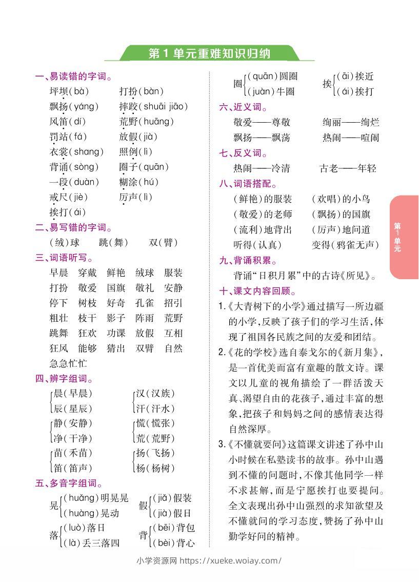 三上语文-重难知识归纳-六八学科资料网